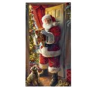 Generico Festive Door Banner - Christmas Cover for Holiday Decor | Polyester with Reusable Backdrop, Santa Flag for Indoor Outdoor Garage Porch Patio Garden Yard Farmhouse Party