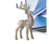Genérico Festive Statue Ornament Decorative Figurine - Glitter Flocked Reindeer Figurine PVC Decor | Photography Prop Winter Display Accent For Home Study Bedroom Living Room Office