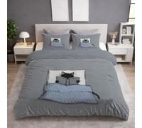 Generico Fiaba Gatto Nero Piumone Libro - Lusso Confortevole Set Copripiumino - Morbida, Facile Da Pulire, Non Si Stira Copripiuminis - Grigio Antracite - Matrimoniale Copripiumini(240 x 260)