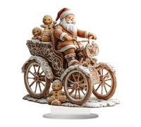 Generico Figura di Babbo Natale - Statua di Babbo Natale in acrilico 2D in sella a una slitta con di pan di | Statuetta da collezione con ornamento natalizio, scultura decorativa per la casa a qu