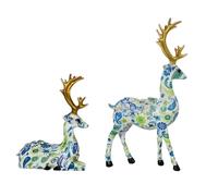 Genérico Figura di cervo - Set di 2 ornamenti di alce a mensola | Decorazioni di renne per sedersi e stare al tavolo, artigianato di animali renna in resina per la casa di Natale