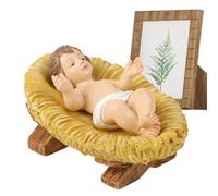 Generico Figura di Gesù Bambino nella mangiatoia, Gesù Bambino nella mangiatoia artigianale | Scultura presepe in resina | Figurine del Presepe Cristo per decorazioni natalizie pe