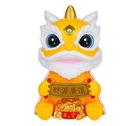 Generico Figura di leone cinese, statuetta di leone cinese, Piccola decorazione artigianale con solare, Piccola decorazione artigianale con solare, ornamento per cruscotto 'auto, scrivania sul post