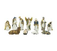 Generico Figure Del Presepe Di Natale 11 Pezzi,Statuine Sacra Famiglia Resina per Tavolo - Decorazioni Sculture Addobbi Presepio per Casa Famiglie Cristiane Chiesa Tavola Natale Festività