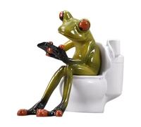 Genérico Figure della Rana: la Statua della Rana, Frog è seduto sul WC | Divertente Statua di Scultura gergo della radice Gamma per la casa, Scrivania, Tavolo, bagno, decorazione