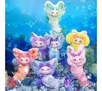Generico Figure di scatola di peluche, scatola di peluche serie Deep Sea, Kawaii 1 di 6 possibili giocattoli da collezione misteriosi simpatici Mermaid Soft Animals Charm Regali di compleanno