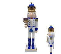 Generico Figure Di Schiaccianoci In Legno, Giocattolo Soldato Schiaccianoci In Legno Per Hanukkah, Decorazione Da Tavolo Bianca E Blu Per Finestra Cucina Top