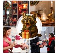 Generico Figure In Resina Natalizie - Statua Cane,Statuine Animali Decorazioni Scrivania Display - Per Soggiorno Camera Da Tavolo Scaffale Ufficio Interno Portico Appartamento