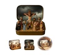 Generico Figure Religiose In Miniatura In Scatola Di Latta - Piccoli Santi Con Scene Pasquali Classiche Della Via Crucis | Decorazione Per Tavolo Festivo E Angolo Di Preghiera