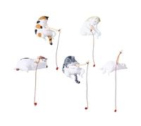 Generico Figurina di Gatto,Collezione di Sculture per la Decorazione 5 Pezzi - Statua di Gatto per Esterno,Per Famiglia Uomini Donne Adulti Casa Negozio Scrivania Acquario Esposizione per Interni