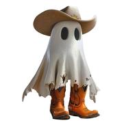 Generico Figurine Ghost Halloween Decor, Cowboy Fashion Design Charming Ghost Statue | Accent décoratif saisonnier avec bottes de chapeau pour le salon de table basse de chevet Utilisation