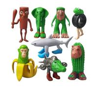 Generico Figurine Italian Brainrot Toys, Brainroot Figurine Brain Rot, Tung Tung Tung Sahur Giocattolo Animali Brainrot, Set di 8 statuette Tralalero Tralalala per bambini e adulti, Shark, AFFE (#01)