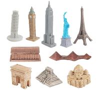 Generico Figurine Punto Di Riferimento Della Città - Modello 'Empire State Building, Statua Della Torre Pendente Di Pisa, Big Ben, Scultura Della Statua Della Libertà | Piramidi Partenone A