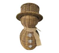 Generico Figurine - Pupazzo di neve decorativo in rattan sintetico | Statuetta rustica con sciarpa, dimensioni piccole o grandi - Decorazione natalizia per interni ed esterni per la casa
