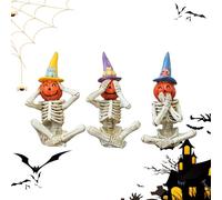 Generico Figurine scheletriche - Statua del in Resina da 8 cm Set di 3 | Vedi nessun Male, Non Ascolta Il Male, Non Parlare Senza Decorazione di Halloween - Ornamenti raccapriccianti per casa streg