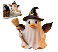 Generico Figurines Halloween Statuette - Fantôme Canard Mignon Balai Chapeau | Sorcière Décoration Table Fenêtre, Maison Hantée Intérieur Ambiance Effrayante Fête Cadeau Anniversaire Automne