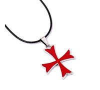 Generico Film Ordine dei Cavalieri Templari Croce Distintivo Ciondolo Collana Corda Collare Collo Gioielli Cosplay Regali Oggetti di scena Accessorio