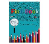 Generico Find And Color Book - Hidden Object And Color Book, Set | Seek Find Activity | Pages | for Kids Adults Learning Stress Relief Travel Fun Accessories Gift Set