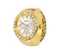 Generico Finger Watch - Vintage Clock Ring | Ring Watch | Gold Plated Diamond Encrusted Elastic Strap Quartz Movement, Unique Retro Punk Finger Rìng Wàtch For Men Women, Jewelry Accessory