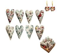 Generico Finished Embroidery Christmas Ornament Kits,DIY Heart Shaped Hand Embroidered Christmas Ornaments,Cross Stitch Stamped Handmade Tree Decoration (8pcs)