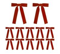 Generico Fiocchi di Velluto - Nastro per Albero di Natale da 12 Pezzi, Decorazione in Peluche Rosso | Ornamento Festivo per Le Vacanze, Materiale in Tessuto Morbido, per l'esposizione del Portico