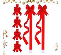 Genérico Fiocchi natalizi per armadietti - 6 pezzi rosso verde grande | decorazioni a nastro natalizio per armadietto, per albero corona parete cucina interna esterna ufficio fattoria giardino patio