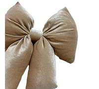 Generico Fiocco in Velluto Imbottito Cipria Beige Decorazione Natalizia Puntale Albero di Natale Fuori Porta Coccarda Ghirlanda addobbo Crema Dorato (11x20 cm)