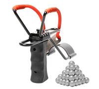 Generico Fionda Professionale da Tiro per Adulti e Caccia, Massima Precisione, Sistema Regolazione Elastici 34cm, Tiro Utile 50m, 50 Biglie Acciaio Omaggio