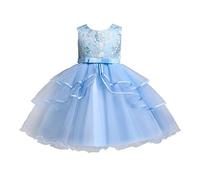 Generico Fiore Ragazza Abiti da Sposa per Matrimoni Nodo A Fiocco Tulle Abito Bambini Formale da Comunione Vestito,Bambina Senza Maniche Rosso Palla Toga Carino