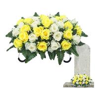 Generico Fiori Cimitero - Artificiale Cimitero, Rosa Sella Resistente Ai Raggi UV, Decorazione Floreale Realistica Sulla Lapide Per La Festa Della Mamma, Ricordo Della Festa Papà, Display Com