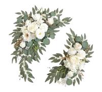 Generico Fiori Da Sfondi 2 Pezzi Ghirlanda Riutilizzabile Rose E Verde