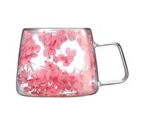 Generico Fiori Secchi - 200ml Doppia Parete | Bicchiere Tè Floreale Trasparente Isolante | Recipiente Termoresistente Decorazione Botanica Per Casa Ufficio Bar Regalo Uso Quotidiano