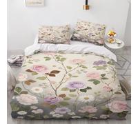 Generico Fiori Set Copripiumino, Fiori Selvatici Microfibra Copripiumini 220X230Cm 2 Federe, Pastorale Set Da Letto, Annata Morbido Ed Ipoallergenico Set Copripiumino
