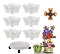 Generico Fioriera Impilabile per Fragole Verticale 6 Livelli Vaso Multistrato con Ruote Vaso Modulare in Resina ABS con Ruote Sistemas Verticale per Fragole,G