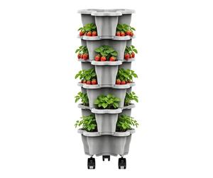 Generico Fioriera Impilabile per Fragole Verticale 6 Livelli, Vaso Multistrato Con Ruote, Vaso Modulare in Resina Abs Con Ruote, Sistemas Verticale per Fragole, Patate & Erbe Aromatiche