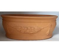 Generico FIORIERA OVALE IN TERRACOTTA FATTA A MANO LUNGHEZZA CM. 40, ALTEZZA CM.16, PROFONDITA’ CM. 24, CACHE-POT COTTO COCCIO PORTAPIANTA MADE IN ITALY