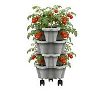 Generico Fioriera Verticale Da Esterno, 25x10cm Vasi Per Piante Impilabili 4 Livelli Con Ruote, Vasi Per Fragole, Giardino Verticale, PP, Drenaggio Ad Alta Efficienza, Per Interni Ed Esterni Balcone