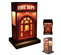 Generico Fire Dept Vintage Lamp,3D Retro Firehouse Mini Table Lamp with Warm LED Glow,Classic Brick Firehouse Night Light,for Desk, Bedroom, Firefighter Gift,Home Office Decoration