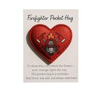 Generico Firefighter Hug - Heart Shape Inspirational Souvenir, Portable Encouragement Cards | For Fireman Rescue Personnel Deployment Training Birthday Christmas Graduation Holiday Themed Events