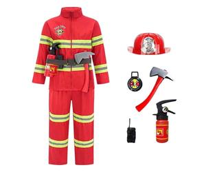 Generico Fireman Dress Up For Kids - Polyester, Costume Set Pretend Play Design | Role Play Firefighter Outfit With Toy Extinguisher, Fireman Costume For, Dress Up, Games, Party, Home Activities