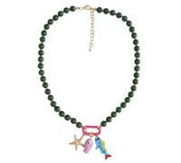 Generico Fish Beaded Necklace - Chunky Boho Colorful Summer Jewelry | 39cm Lightweight Beach Vacation Fashion Accessory | Beaded Charm Necklace for Dates Prom Party Wedding Travel