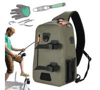 Generico Fishing Sling Bag, Waterproof Fishing Gear, 14.57x9.06in Multi-Functional Jig Tool Daypack, Lightweight Casual Pack, Slim Chest Backpack for Outdoor Sport
