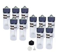 Generico Flaconi Graduati Trasparenti 120 ml Bottigliette (Tipo Chubby) Mixer Miscelatore E-Liquid Sigaretta Elettronica Coperchio nero Pet (10 unita')