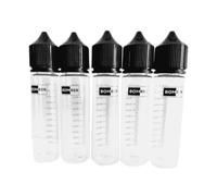 Generico Flaconi Graduati Trasparenti 60 ml Bottigliette (Tipo Chubby) Mixer Miscelatore E-Liquid Sigaretta Elettronica Coperchio nero Pet (5 Unita')