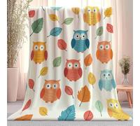 Generico Flanella Calda 130 x 150 cm, Bianco Coperte Accogliente Per Autunno Inverno - Cartone Animato Carino Gufo Per Letto Sedia E Divano Letto Decorazione Casa