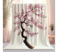 Generico Flanella Calda 180 x 200 cm, Bianco Coperte Accogliente Per Autunno Inverno - Clip Art Fiori Fiori Di Ciliegio Per Letto Sedia E Divano Letto Decorazione Casa