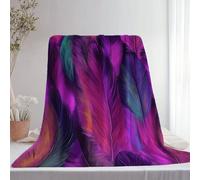 Generico Flanella Calda 220 x 240 cm, Multicolore Coperte Accogliente Per Autunno Inverno - Stile Arte Digitale Astratto Piuma Per Letto Sedia E Divano Letto Decorazione Casa