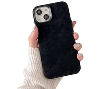 Generico Flannel Magnetic Case for iPhone15 Plus, Plush Suede Denim Fabric Jean Compatible, Full-Coverage Solid Color Ultra-Thin Phone Case foriPhone 17/16/15/14/13 Pro Max (Black,for iPhone 17 Pro)