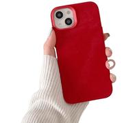 Generico Flannel Magnetic Case for iPhone15 Plus, Plush Suede Denim Fabric Jean Compatible, Full-Coverage Solid Color Ultra-Thin Phone Case foriPhone 17/16/15/14/13 Pro Max (Red,for iPhone 16 Pro)