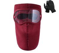Generico Fleece Thermal Mask with Removable Goggles, Winter Warm Fleece Windproof High-Definition Goggles, Suitable for Winter (Red,L)